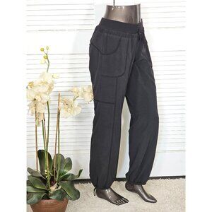 Athleta Women's Black Midtown Trouser Drawstring Hem Lined Pants Size 8 1706